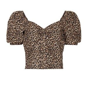 Marissa Webb leopard Diane canvas print wrap crop top size M